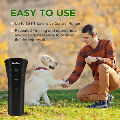 Ultrasonic Clicker Dog Trainer: Anti-Bark Dog Training Equipment and Barking Control Device - Electronic Clicker Trainer for Walking Jogging and Aggressive Behavior - Handheld and Portable (Black)