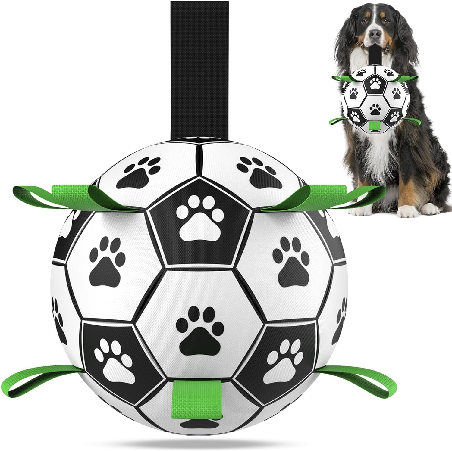 Dog Toys Extra Large Soccer Ball with Straps, Interactive Dog Toys for Tug of War, Puppy Birthday Gifts, Dog Tug Toy, Dog Water Toy, Durable Dog Balls World Cup for Large Dogs（9 Inch）