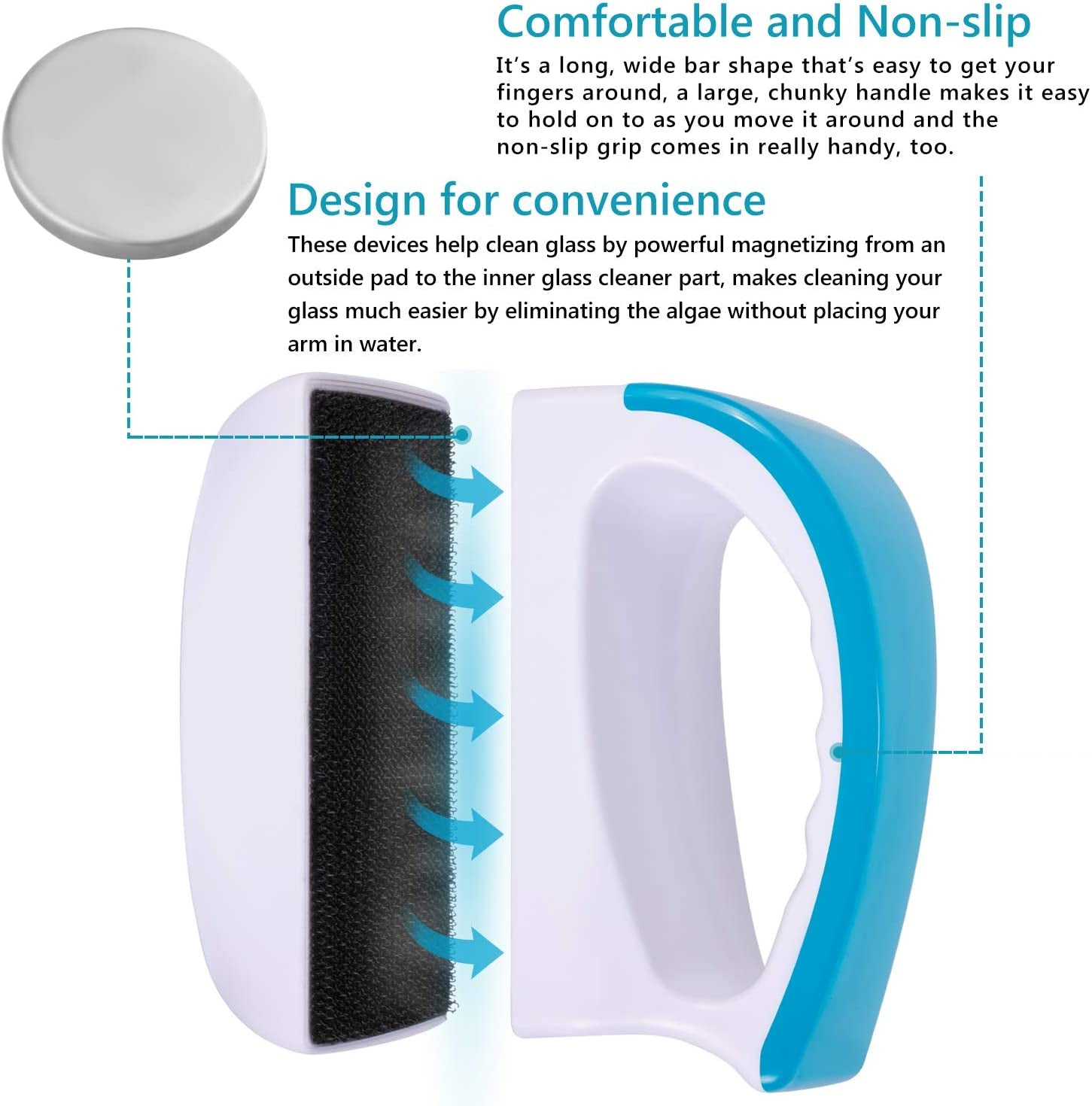 Magnetic Aquarium Fish Tank Glass Algae scrapers Glass Cleaner Scrubber Clean Brush [Floating,Scratch-Free,Non-Slip,magnetizing] S