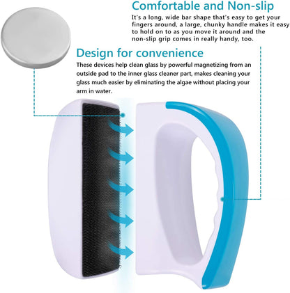 Magnetic Aquarium Fish Tank Glass Algae scrapers Glass Cleaner Scrubber Clean Brush [Floating,Scratch-Free,Non-Slip,magnetizing] S