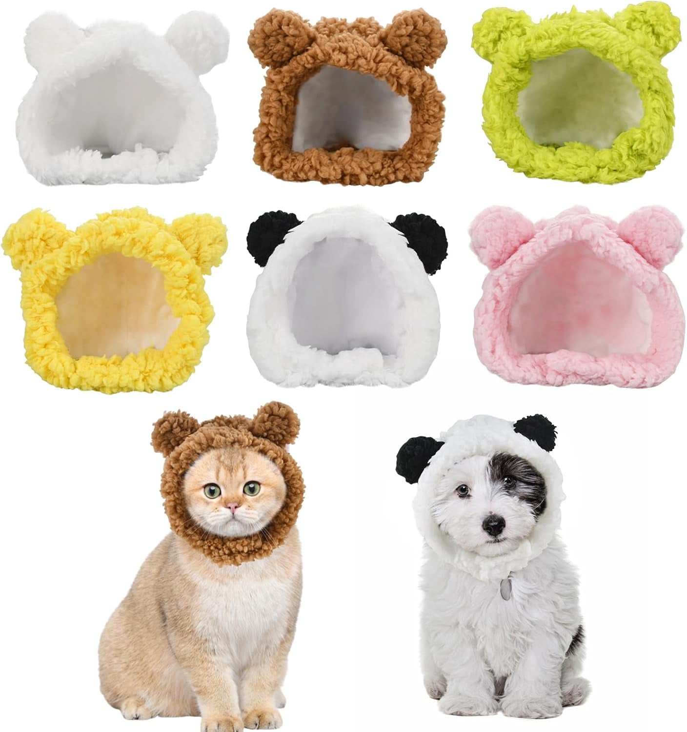 Cat Warm Hats Stylish Adjustable Hats for Cat Puppy Cozy Headwear Winter Costume for Cats Small Dogs 6 PCS