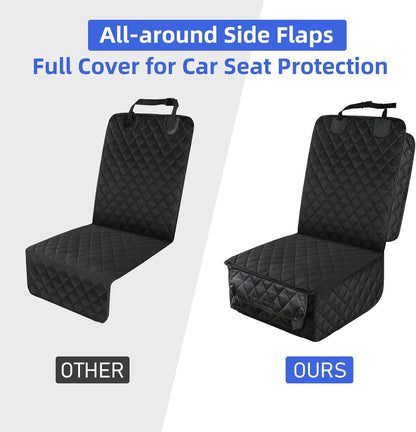 PETICON Waterproof Front Seat Car Cover 2 Pack, Full Protection Dog Car Seat Cover with Side Flaps, Nonslip Scratchproof Captain Chair Seat Cover Fits for Cars, Trucks, Suvs, Jeep, Black