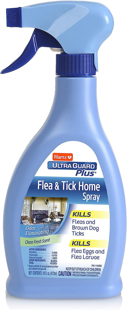 Hartz Ultraguard plus Flea & Tick Home Spray, Kills Fleas and Ticks, Clean Fresh Scent, 16 Ounce