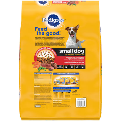 PEDIGREE Complete Nutrition Grilled Steak and Vegetable Dry Dog Food for Small Adult Dog, 14 Lb. Bag