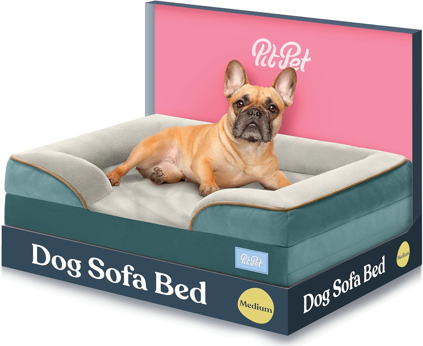 Orthopedic Sofa Dog Bed - Ultra Comfortable Dog Beds for Medium Dogs - Breathable & Waterproof Pet Bed- Egg Foam Sofa Bed with Extra Head and Neck Support - Removable Washable Cover & Nonslip Bottom.