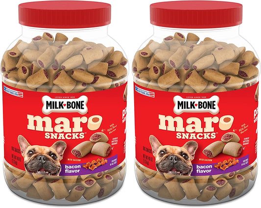 Milk-Bone Marosnacks Dog Treats, Bacon, 40 Ounce (Pack of 2) with Real Bone Marrow and Calcium