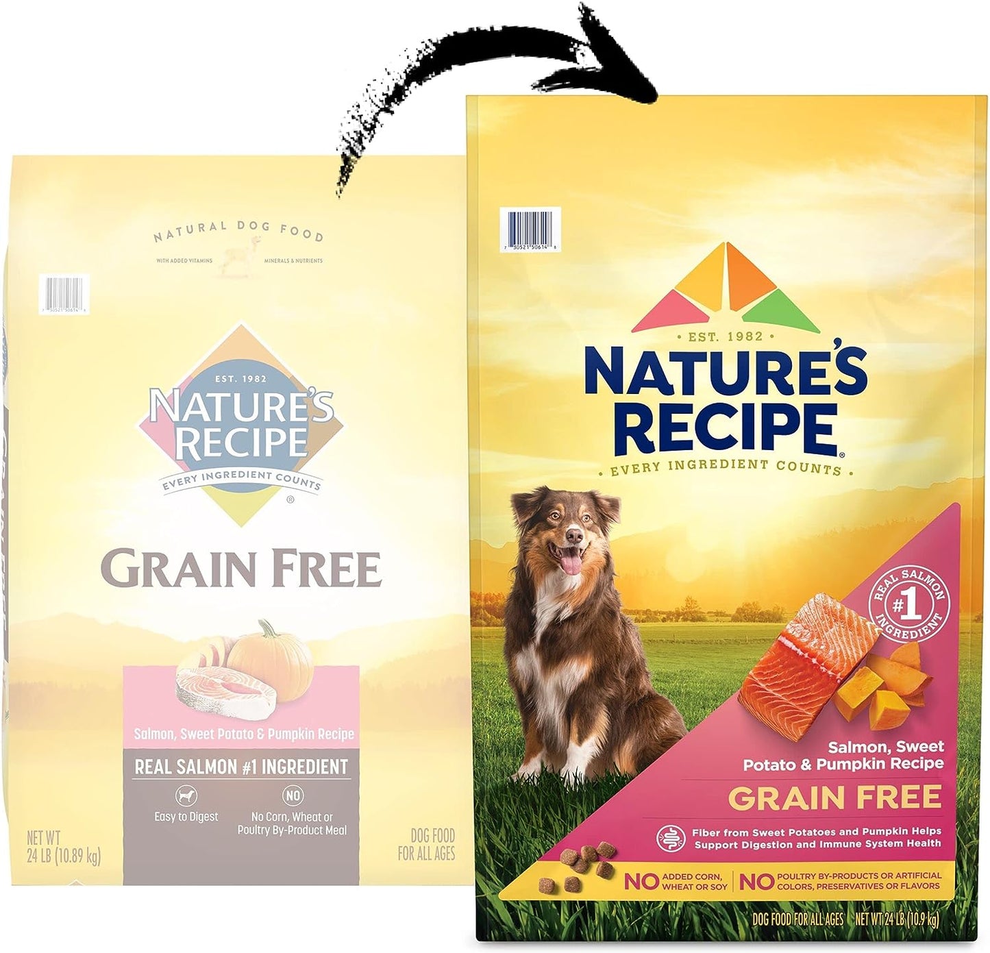 Nature'S Recipe Grain Free Dry Dog Food, Salmon, Sweet Potato & Pumpkin Recipe, 12 Pound Bag, Easy to Digest