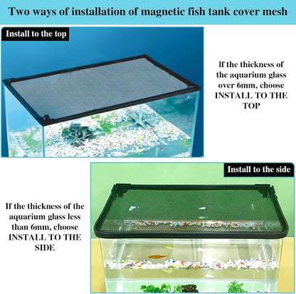 Magnetic Aquarium Lid, Max Size 39" x 19" Fish Tank Cover, DIY Aquarium Anti-Jumping Net Hood Set, Adjustable Mesh Screen Netting for Fish Tank Screen Top Cover