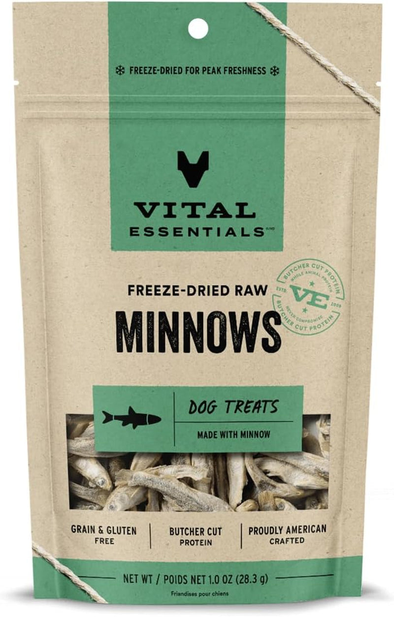 Vital Essentials Freeze Dried Raw Single Ingredient Dog Treats, Minnows, 1 Oz