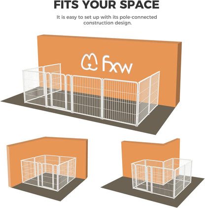 FXW Homeplus Dog Playpen Designed for Indoor Use, 45" Height for Large Dogs, White│Patented