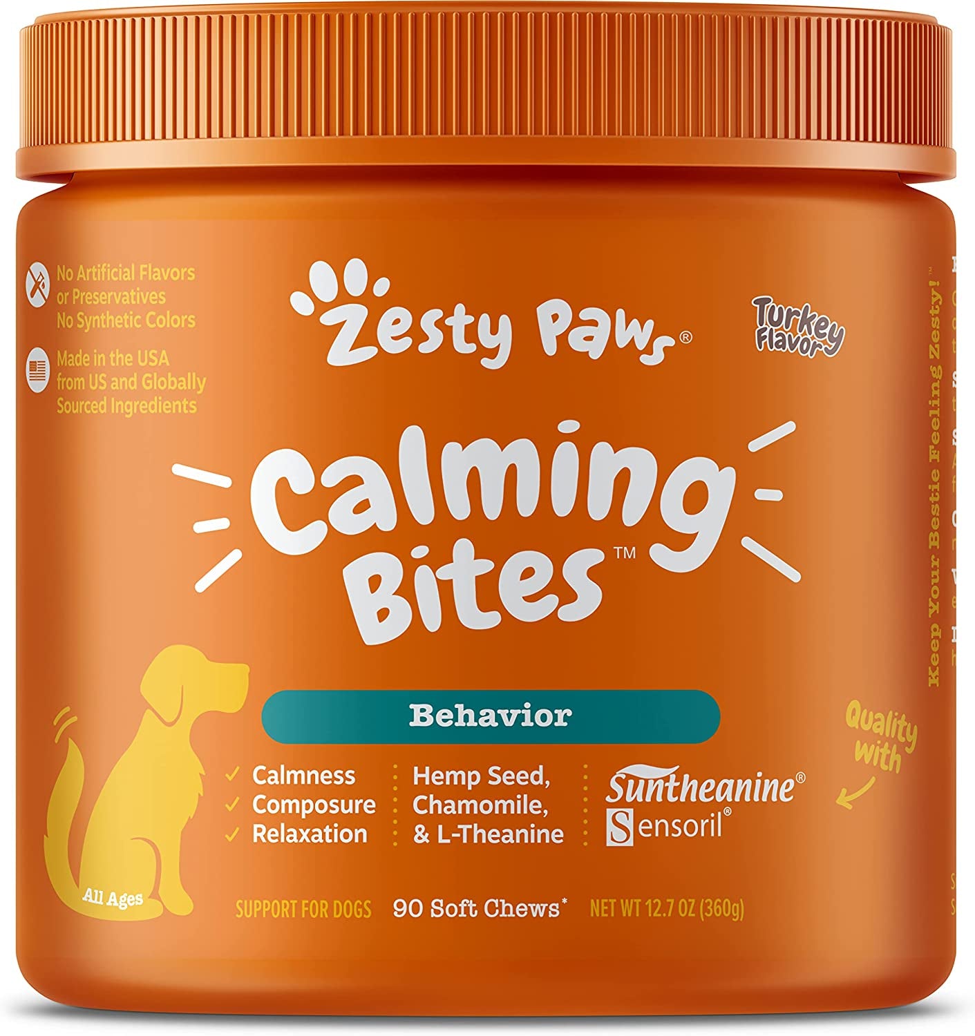 Zesty Paws Calming Chews for Dogs Composure & Relaxation for Everyday Stress & Separation Turkey 90 Count