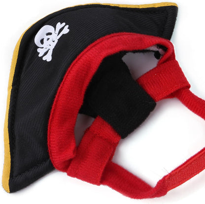 Pet Pirate Costume Cat Pirate Costumes Pet Pirate Hat Pirate Skull Triangle Bandana Halloween for Dogs Cats with Skull Hat Pirates Party Necklace for Pet Captain Headwear for Cat