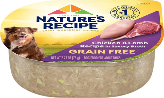 Nature'S Recipe Grain Free Chicken & Lamb Recipe in Savory Broth Wet Dog Food, 2.75 Oz. Cup, 12 Count