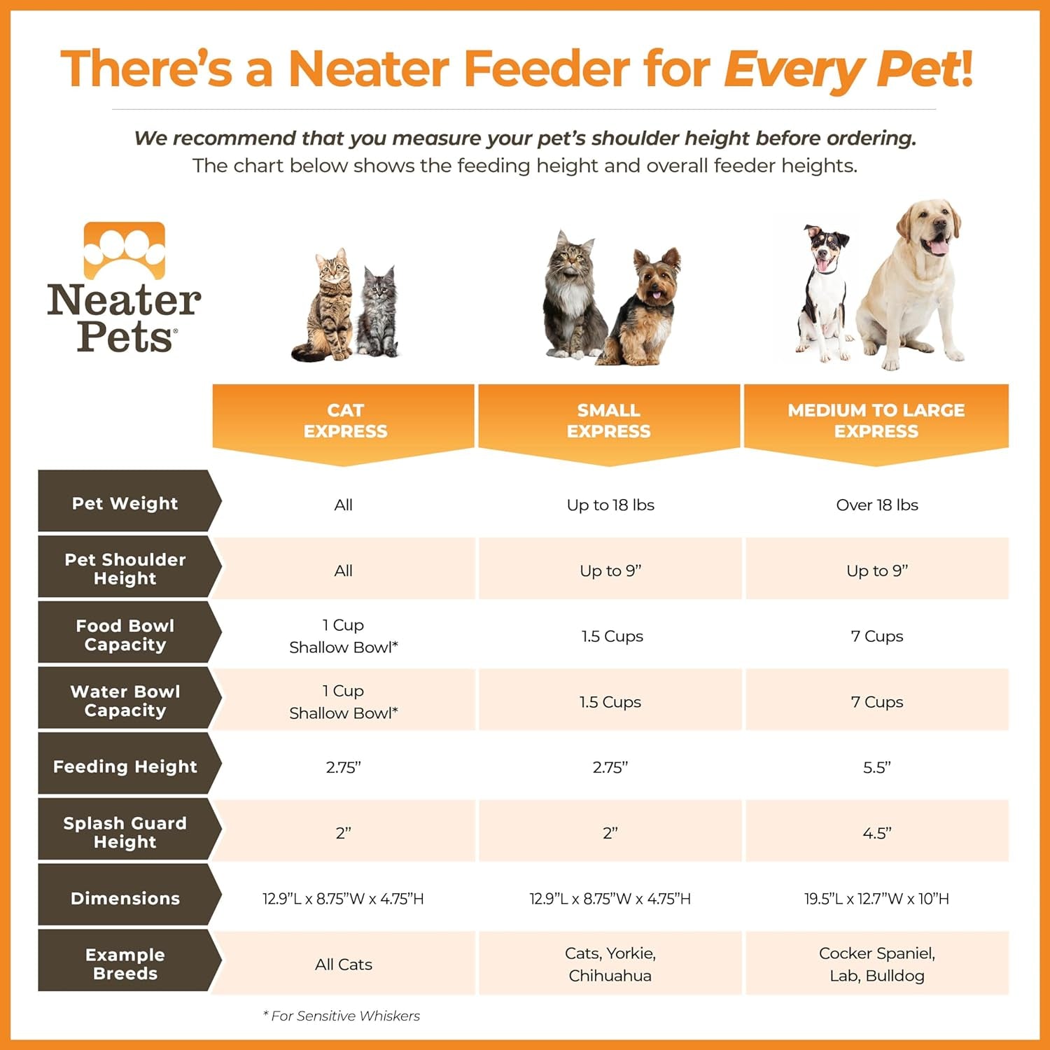 Neater Feeder - Express Model - Mess-Proof Dog Bowls (Medium/Large, Cappuccino) – Made in USA – Elevated, No Spill, Non-Tip, Non-Slip, Raised Stainless Steel Food & Water Pet Bowls