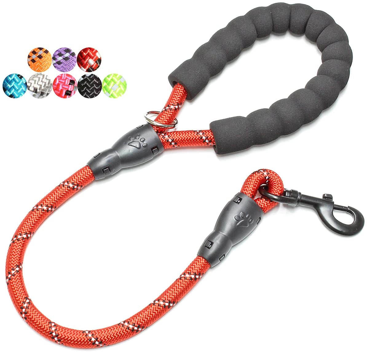 BAAPET 2/4/5/6 FT Dog Leash with Comfortable Padded Handle and Highly Reflective Threads for Small Medium and Large Dogs (2FT-1/2'', Red)