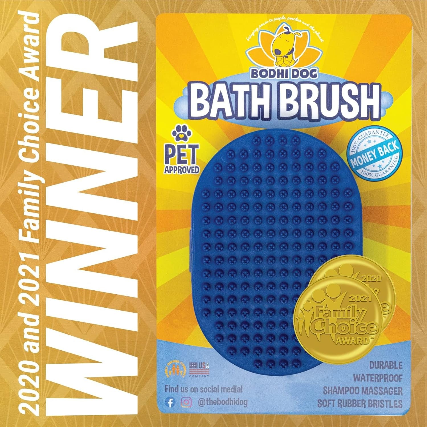 Bodhi Dog Shampoo Brush and Oatmeal Shampoo & Conditioner Bundle | Pet Shower & Bath Supplies for Cats & Dogs | Dog Grooming Quality Dog Wash Brush for Long & Short Hair Dog Scrubber for Bath