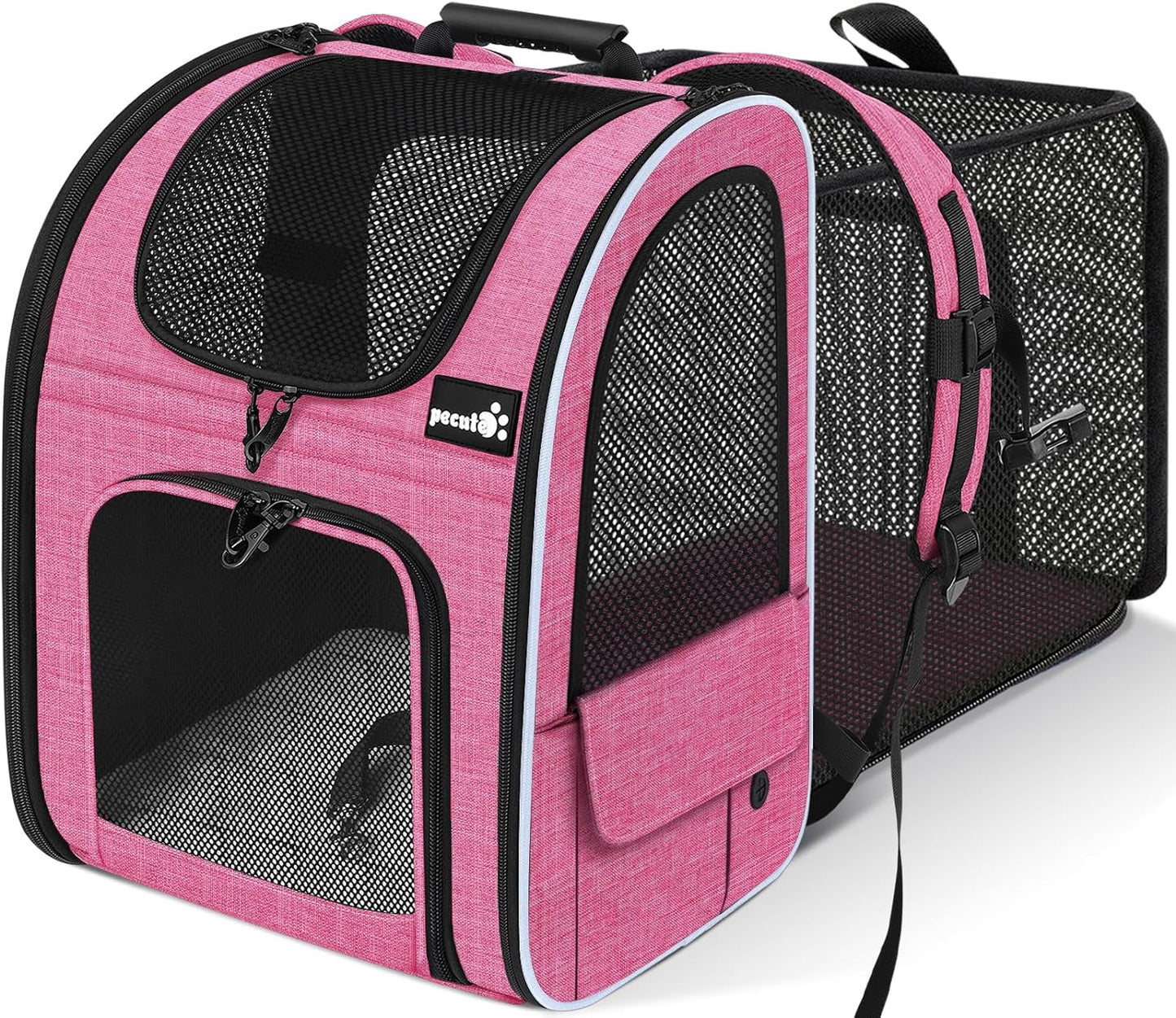 Pecute Cat Backpack Carrier, Expandable Cat Carrier Backpack with Breathable Mesh, Pet Carrier Backpack for Cats Small Dogs Puppies, Dog Backpack Carrier Great for Travel Hiking Camping Outdoor