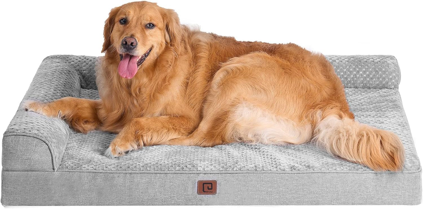 EHEYCIGA Memory Foam Orthopedic Dog Bed Medium Size Dog with Waterproof Lining, Washable Dog Couch Bed with Removable Cover and Nonskid Bottom for Crate Pet Sofa Bed, 30X20 Inches, Beige