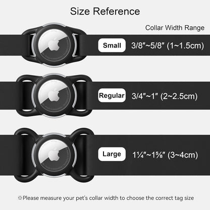 Waterproof Airtag Dog Collar Holder, Silicone & ABS Airtag Holder for Dog & Cat Collars, Ultra-Durable, Lightweight and Protective Airtag Case (Black & Black, Regular)