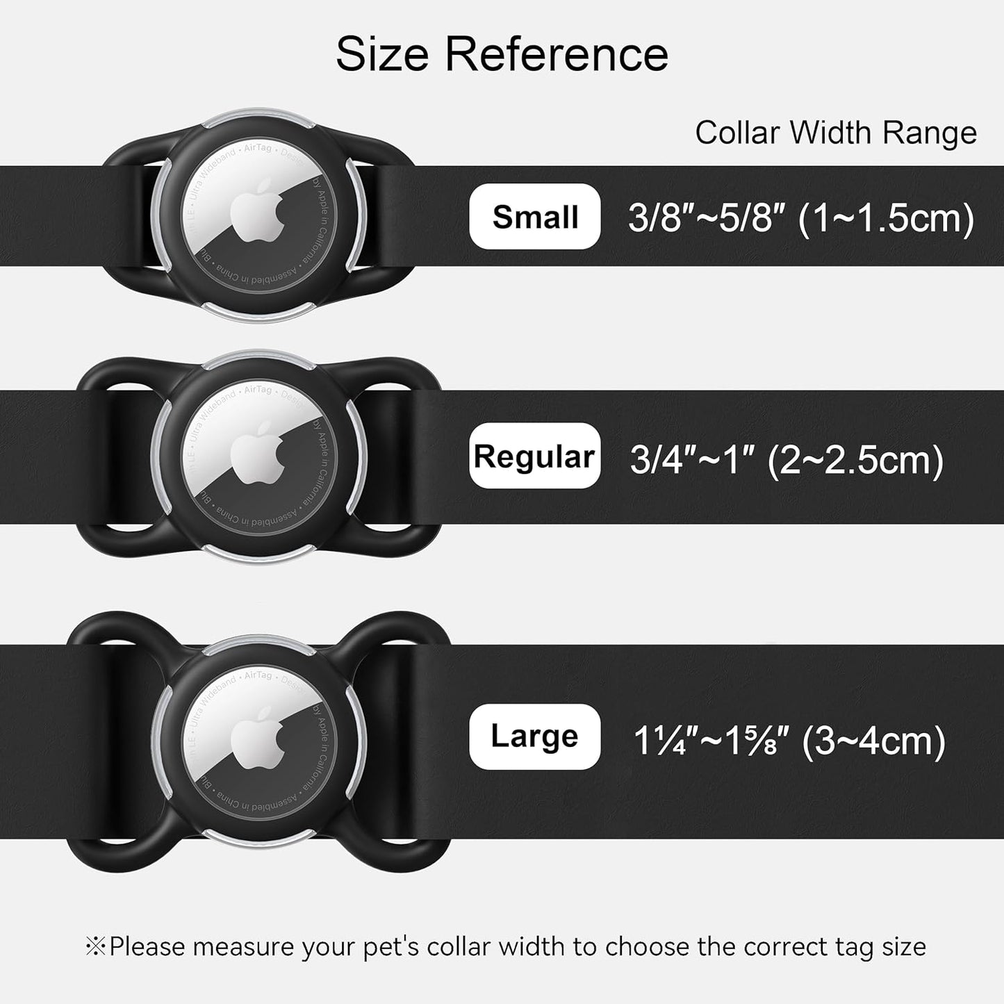 Waterproof Airtag Dog Collar Holder, Silicone & ABS Airtag Holder for Dog & Cat Collars, Ultra-Durable, Lightweight and Protective Airtag Case (Black, Small)