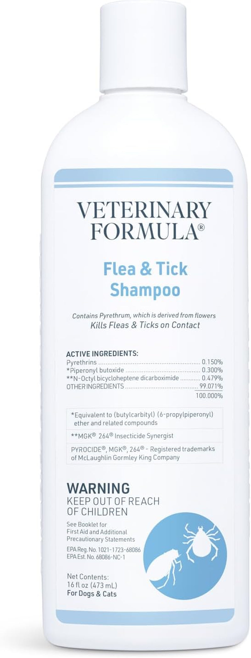 Veterinary Formula Flea and Tick Shampoo for Dogs and Cats, 16 Oz