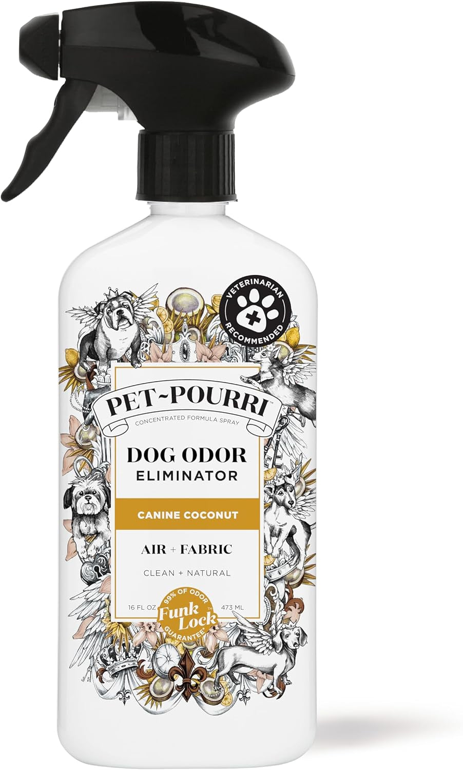 Pet-Pourri Pet Odor Air + Fabric Odor Freshener Spray, Canine Coconut, 16 Fl Oz