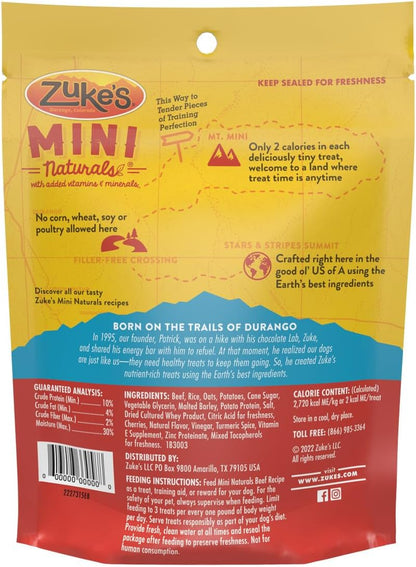 Zuke’S Mini Naturals Soft and Chewy Dog Treats for Training Pouch, Natural Treat Bites with Beef Recipe - 6.0 OZ Pouch