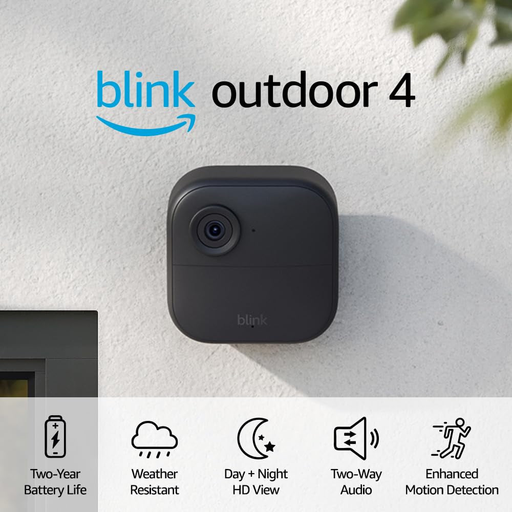 Blink Outdoor 4 (4Th Gen) + Blink Mini – Smart Security Camera, Two-Way Talk, HD Live View, Motion Detection, Set up in Minutes, Works with Alexa – 1 Camera System + Mini (Black)