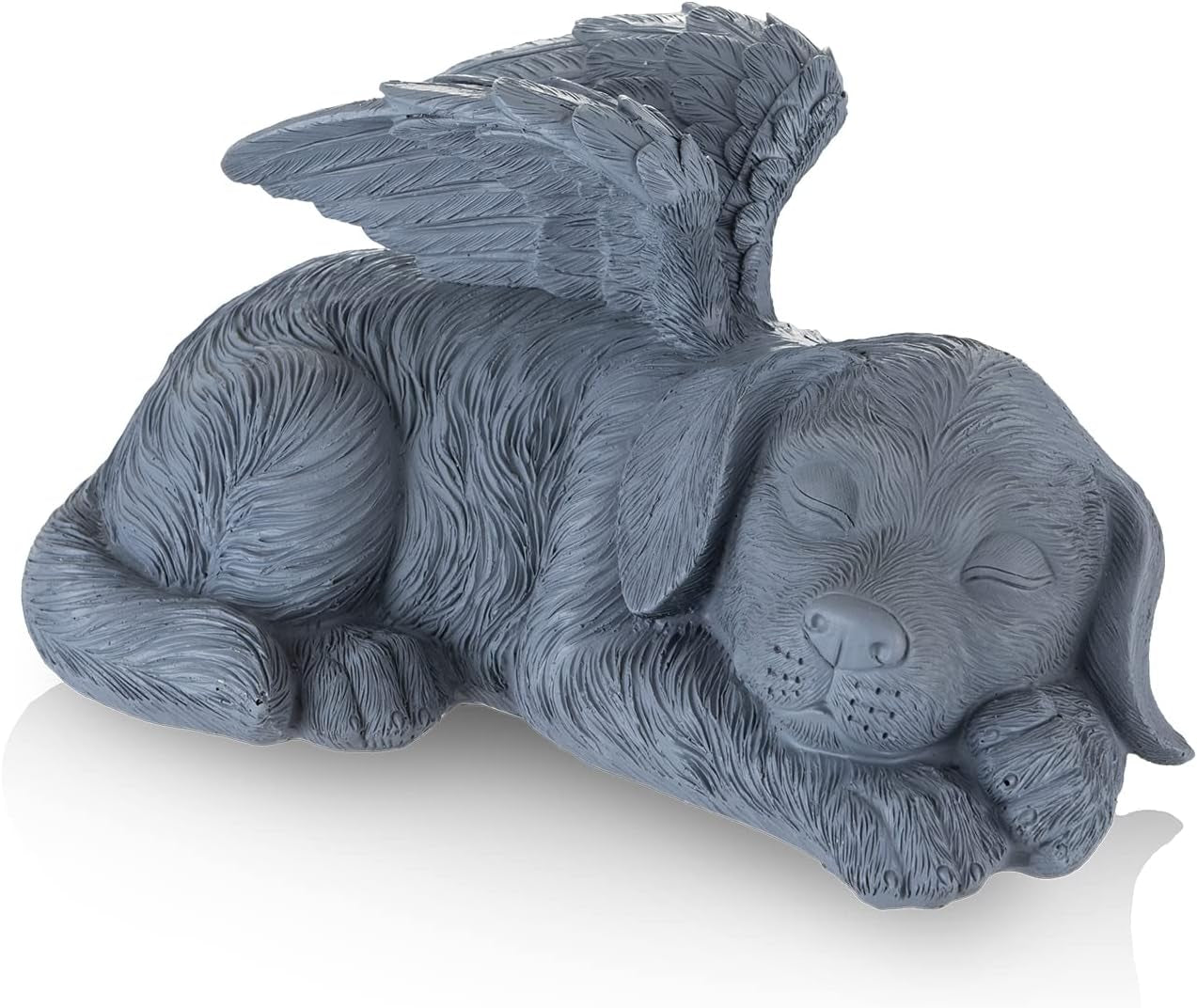 The Dog Angel Memorial Statue,Dog Angle Memorial Placed in Indoor Angel Decorations, Pet Tombstone Dogs Figurines, Pet Grave Markers Dog in Angel Wing Figurine.(Big Dog Grey)