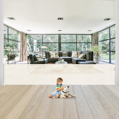 180 Inch Extra Long Baby Gate Extra Wide Dog Gates for Large Openings Extra Large Baby Gate Dog Gate for Doorways Extra Wide Retractable Baby Gates Extra Wide Indoor Outdoor Retractable Gate (Beige)