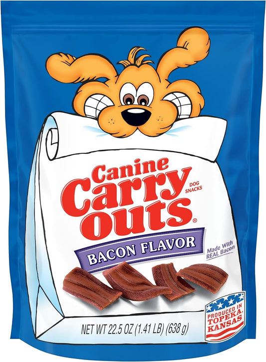 Canine Carry Outs Dog Treats, Bacon Flavor, 22.5 Ounce (Pack of 4), Made with Real Bacon