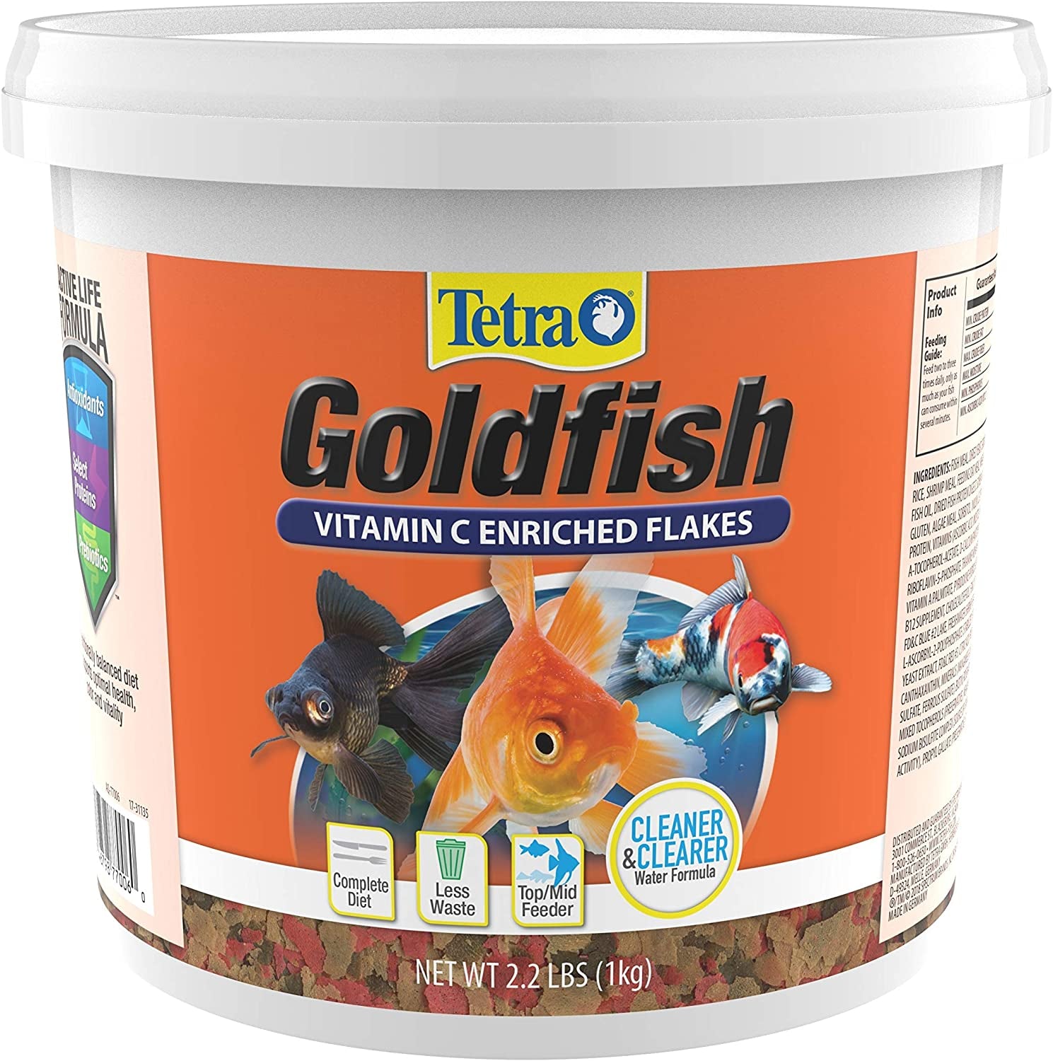 Tetra Goldfish Flakes, Nutritionally Balanced Diet for Aquarium Fish, Vitamin C Enriched Flakes, 8.81 Ounces