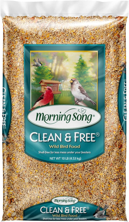 Morning Song Clean & Free Shell Free Wild Bird Food, Premium No Mess Bird Seed for outside Feeders, 10-Pound Bag