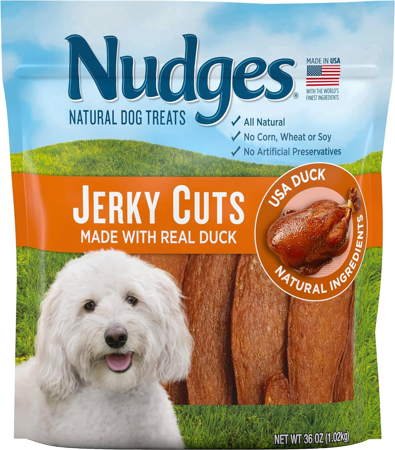 Blue Buffalo Nudges Jerky Cuts Natural Dog Treats, Chicken and Duck, 36Oz