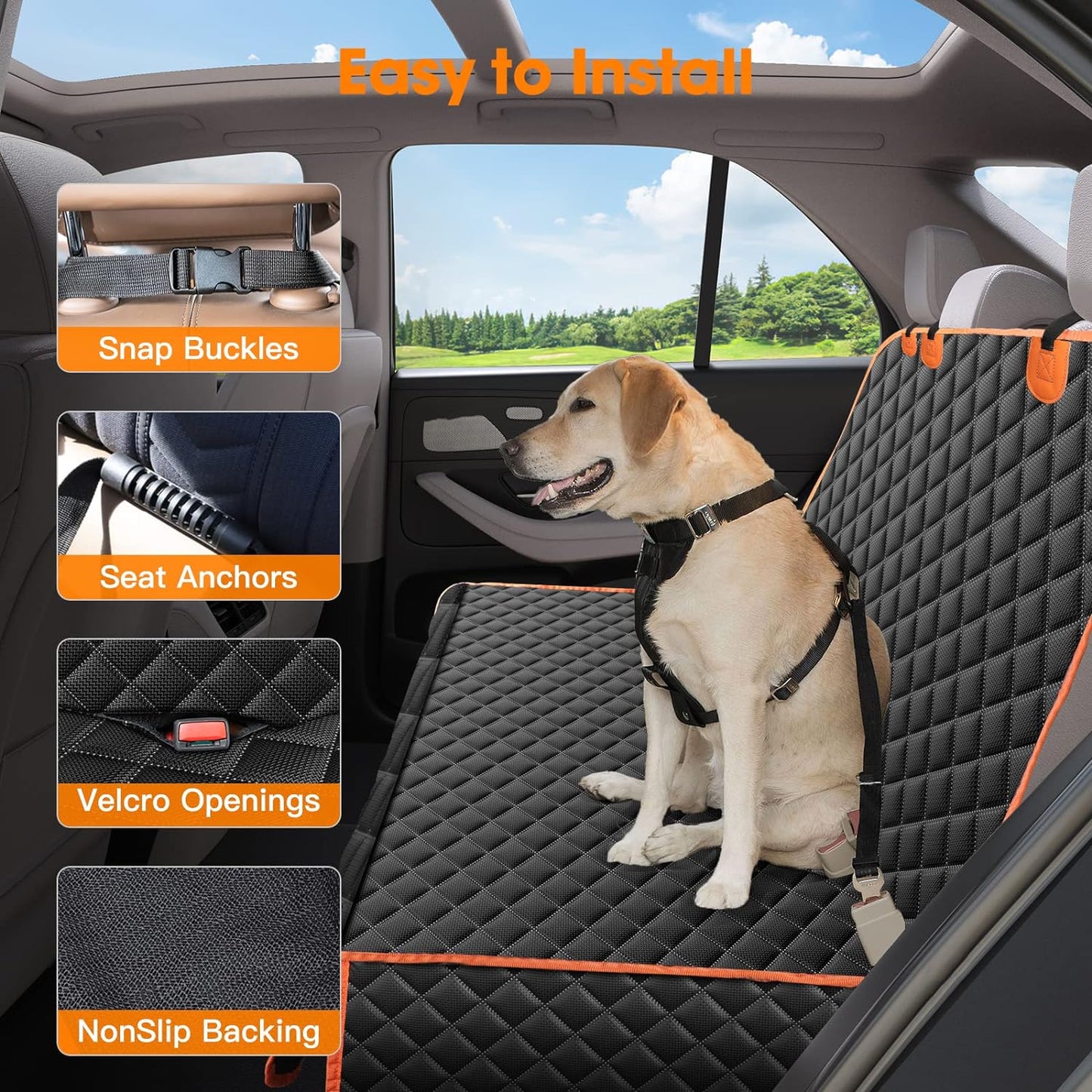 MIXJOY Dog Seat Cover for Back Seat Waterproof Dog Seat Covers for Cars, Car Seat Protector for Dogs, Nonslip Back Seat Cover for Trucks & SUV