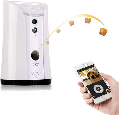 SKYMEE SM-02 Dog Camera Treat Dispenser, Remote Pet Camera with Two-Way Audio and Night Vision Remote via APP, Compatible with Alexa