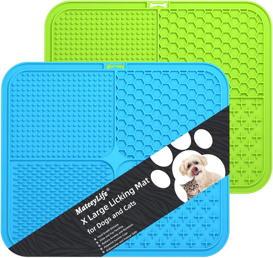 Mateeylife X Large Licking Mat for Dogs and Cats, Lick Mats with Suction Cups for Dog Anxiety Relief, Cat Lick Pad for Boredom Reducer, Dog Treat Mat Perfect for Bathing Grooming.