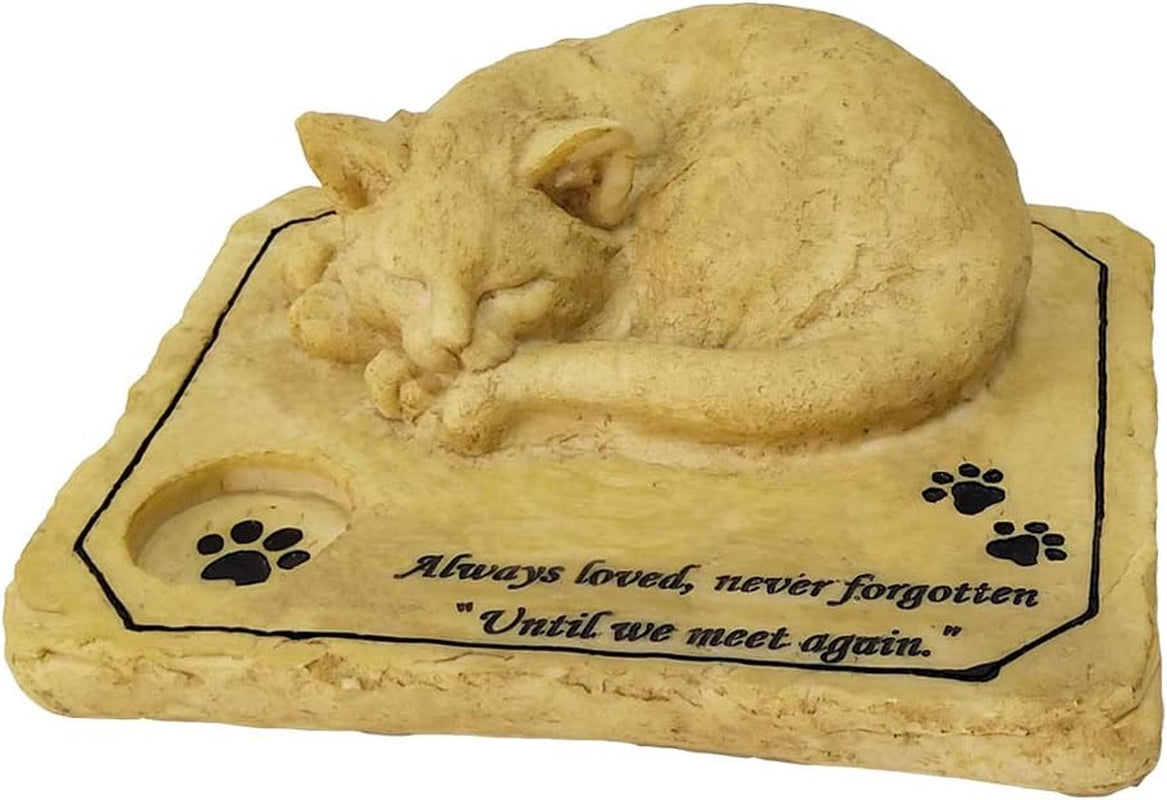 JHP Pet Memorial Stone Marker for Cat, 3D Cat Garden Stone, Cat Grave Marker Stone Headstone Tombstone,Cat Sympathy Gifts Loss of Cat Memorial Outdoor