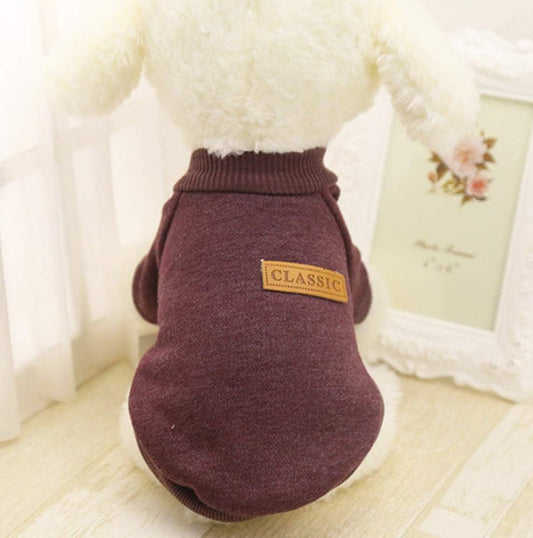 Idepet Pet Dog Classic Knitwear Sweater Fleece Dog Coat Soft Thickening Warm Pup Dogs Shirt Winter Pet Dog Cat Clothes Puppy Customes Clothing for Small Dogs (XS, Brown)