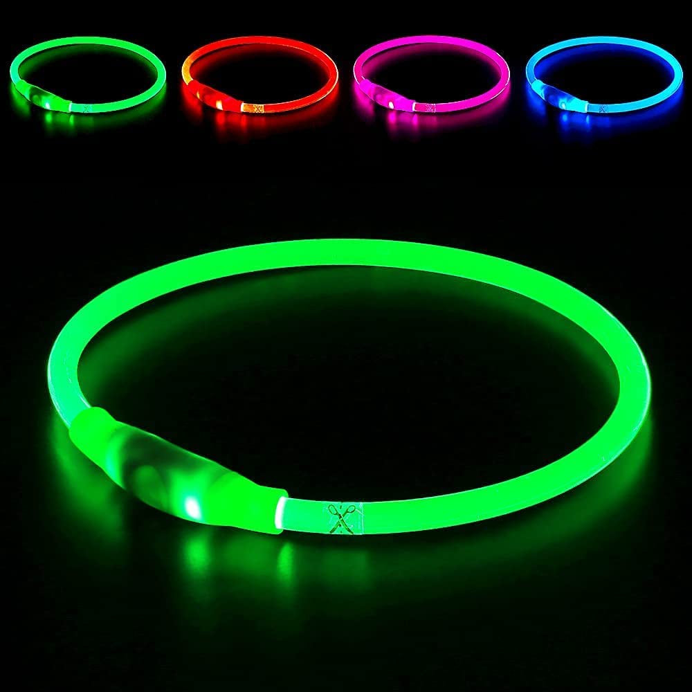 Led Dog Collar, USB Rechargeable Flash Dog Necklace Light, Pet Safety Collar Makes Your Beloved Dogs Be Seen at Night for Small Medium Large Dogs