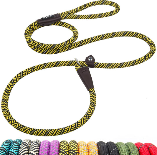 Fida Durable Slip Lead Dog Leash, 6 FT X 1/2" Heavy Duty Dog Loop Leash, Comfortable Strong Rope Slip Leash for Large, Medium Dogs, No Pull Pet Training Leash with Highly Reflective, Yellow