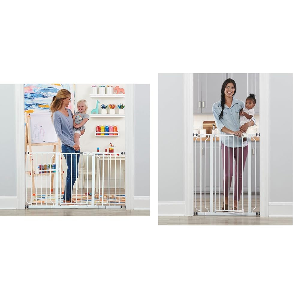 Regalo 56-Inch Extra Widespan Walk through Baby Gate, Includes 4-Inch, 8-Inch and 12-Inch Extension & Easy Step 36" Extra Tall Walk Thru Baby Gate, Includes 4-Inch Extension Kit