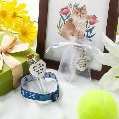 Nuenen 2 Pcs Pet Hair Glass Memorial Bottle Dog Keepsake Memorial Pet Loss Memory Sympathy Gift with Heart Shape Ornaments White Organza Bags Cat Keepsake Glass Vial for Ashes Fur Urn