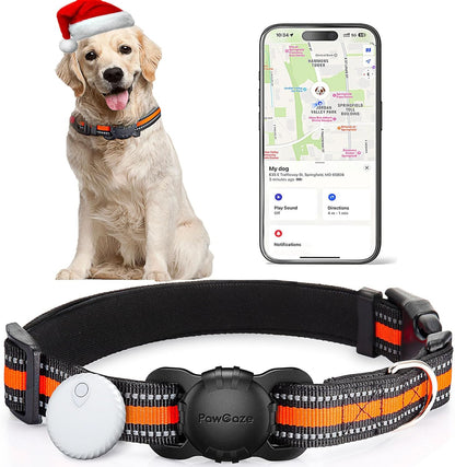 Dog Tracker Collar, No Monthly Fee Cat Tracker Collar(Only Ios), Compatible with Apple Findmy App, Reflective Findertag Smart Collars, Anti-Lost, Key Finder for Vehicles/Pets/Kids/Items