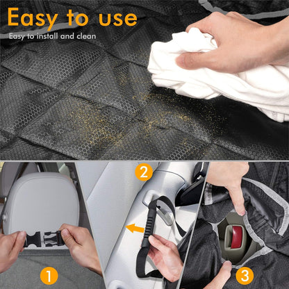 100% Waterproof Bench Car Seat Cover Protector - Strong & Durable,Heavy-Duty and Nonslip Rear Back Seat Cover with Middle Seat Belt,Universal Size Fits for Cars, Trucks & Suvs