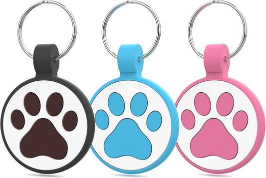 QR Code Cat Tag, Modifiable Pet Online Profile, Multiple Emergency Contact, Silent Silicone Cat Tag, No Jinging, Collar Accessories, Personalized Cat Tag Small Breeds - 1", Black & Rose & Blue