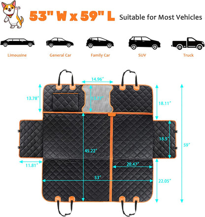 URPOWER 6 in 1 Dog Car Seat Cover, 60/40 Split Dog Seat Cover for Back Seat 100% Waterproof Dog Car Hammock Nonslip Backseat Dog Cover with Mesh Window Pet Seat Protector for Cars, Trucks and Suvs