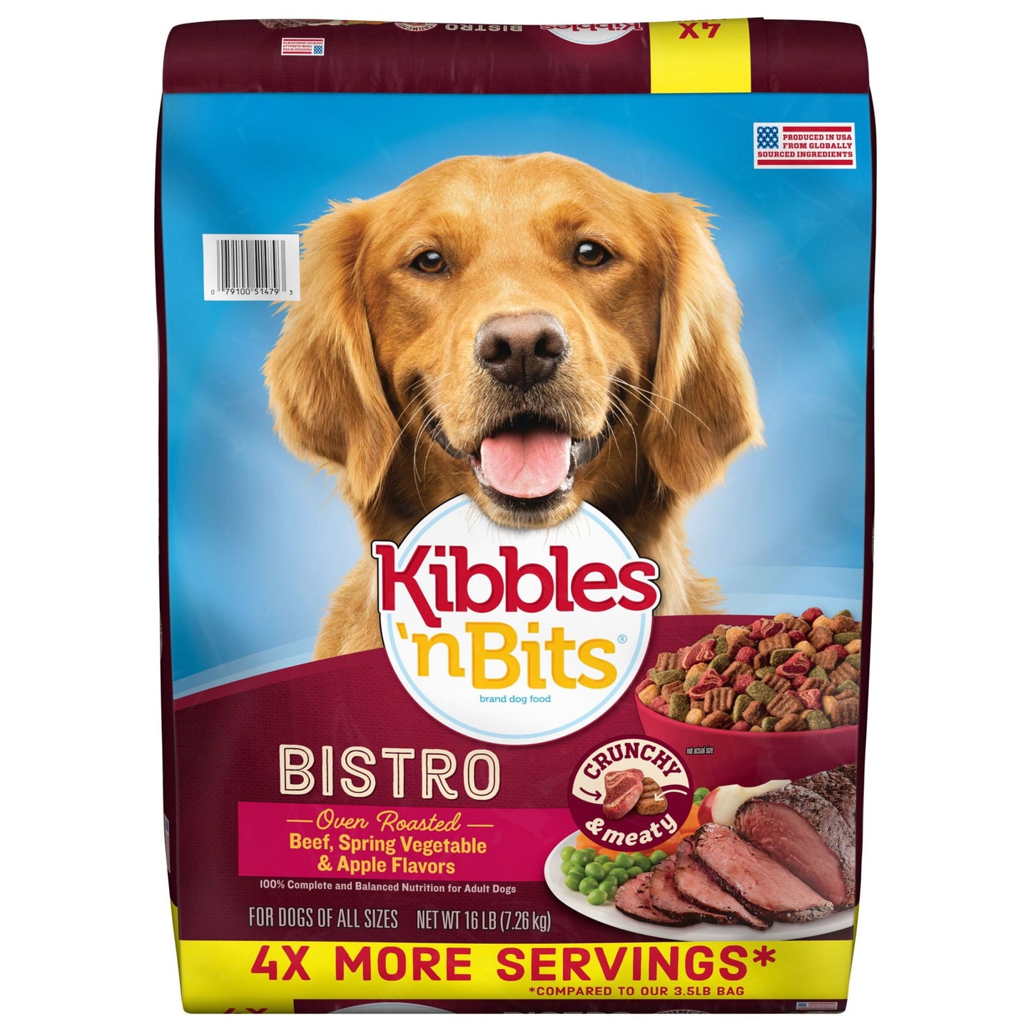 Kibbles 'N Bits Bistro Oven Roasted Beef, Spring Vegetable & Apple Flavors Dry Dog Food, 45 Lb. Bag