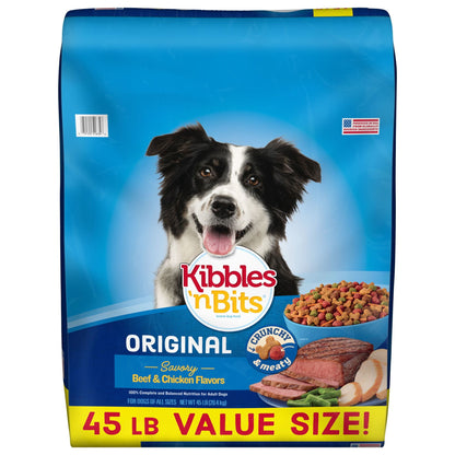 Kibbles 'N Bits Original Savory Beef & Chicken Flavors Dry Dog Food, 45 Lb. Bag