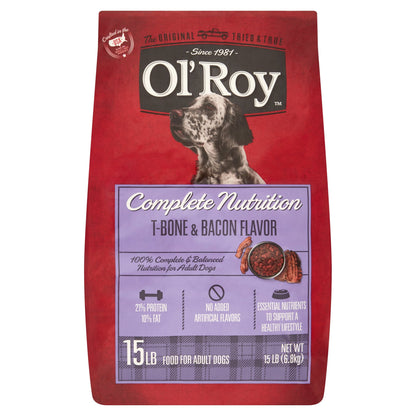 Ol' Roy Complete Nutrition T-Bone & Bacon Flavor Dry Dog Food, 15 Lbs